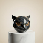 Black Cat Head Decorative Sculpture in Glossy Resin with Hypnotic Eyes, view 4