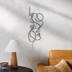 Black Steel Abstract Face Wall Art, 0.8 mm, 40 x 14 cm to 55 x 20 cm, view 5