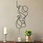 Black Steel Abstract Face Wall Art, 0.8 mm, 40 x 14 cm to 55 x 20 cm