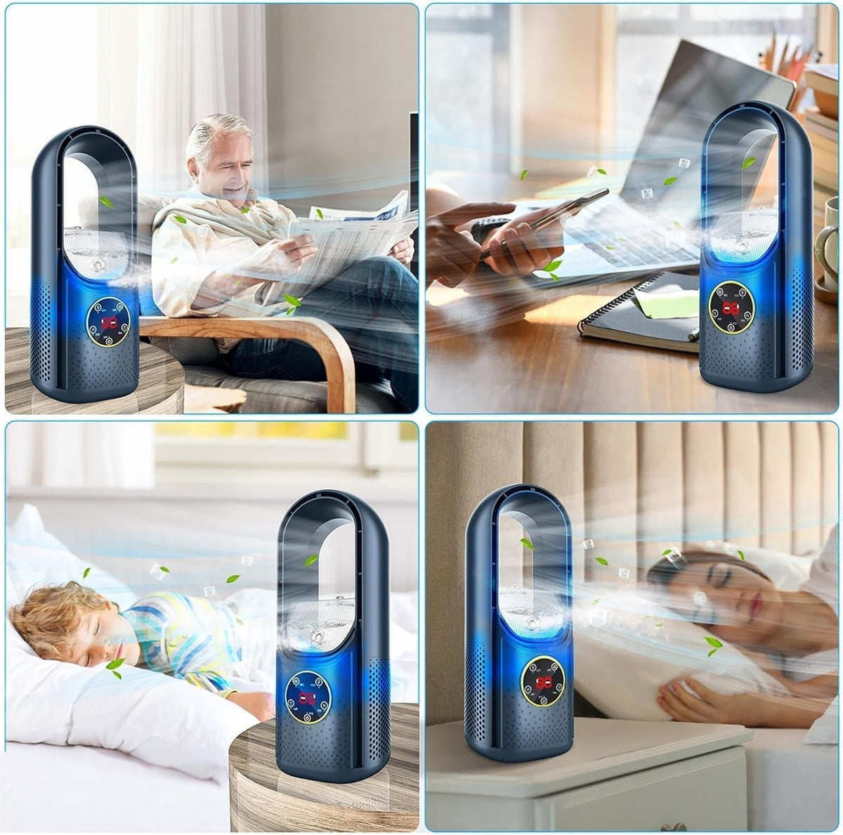 Bladeless Portable Air Conditioner, USB-Powered, 100 ml Water Tank, view 11