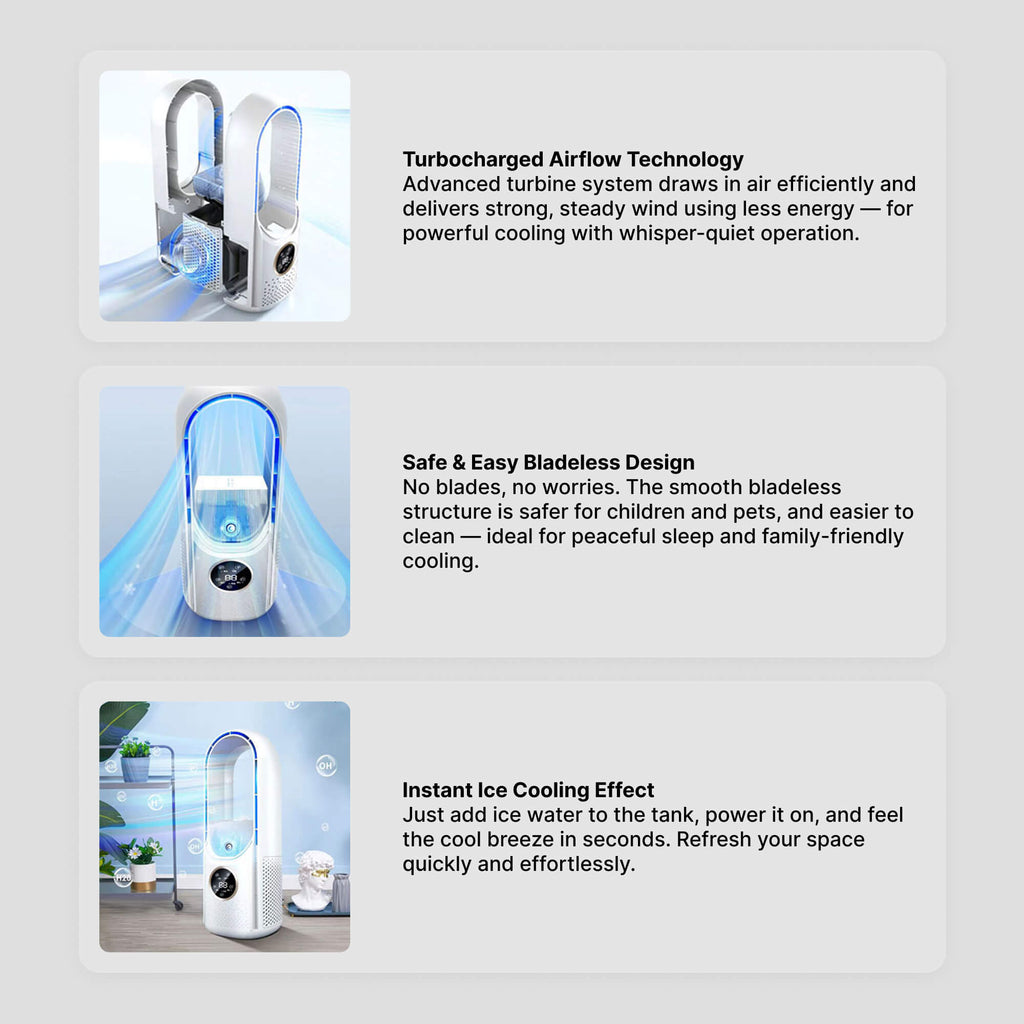 Bladeless Portable Air Conditioner, USB-Powered, 100 ml Water Tank, view 5