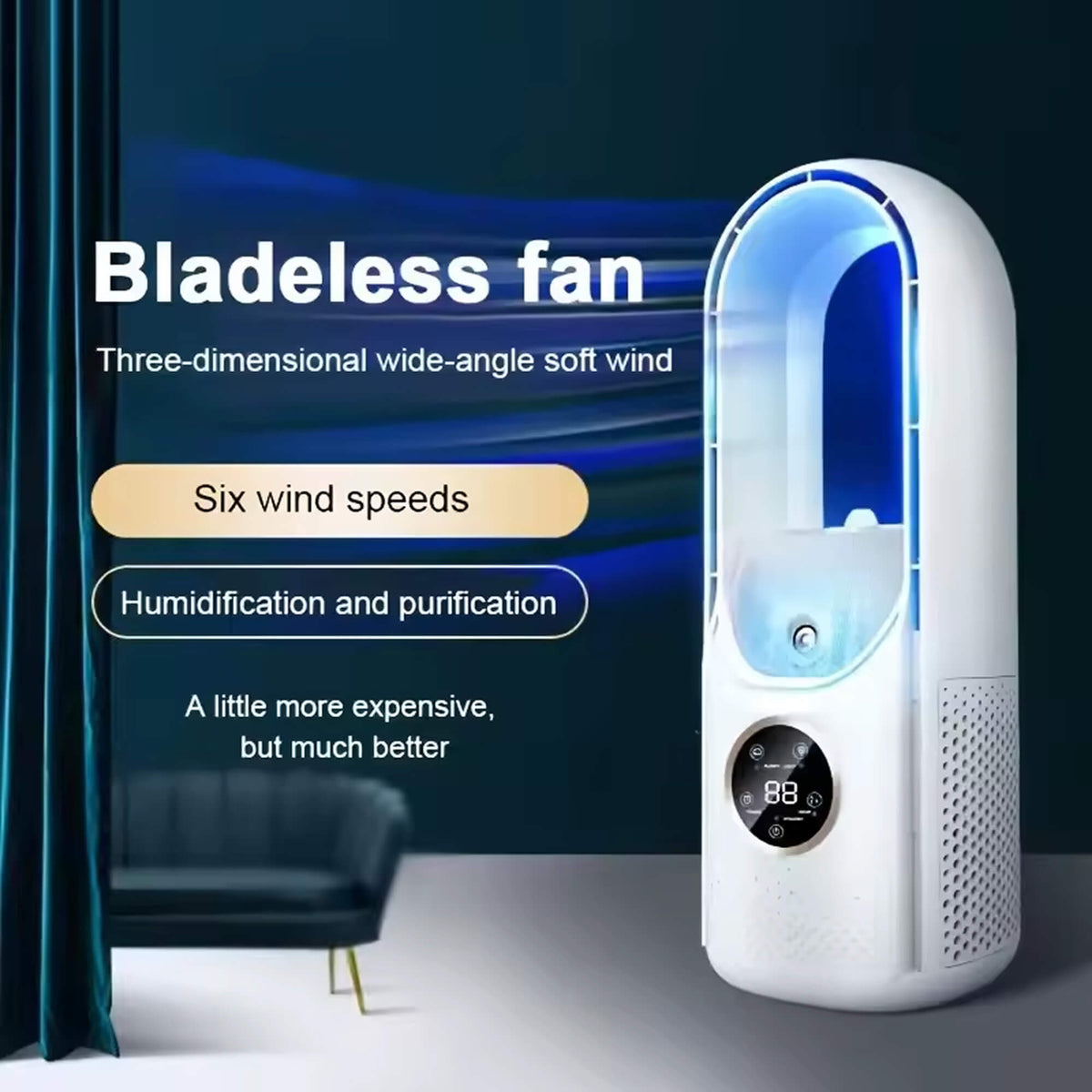 Bladeless Portable Air Conditioner, USB-Powered, 100 ml Water Tank, view 7