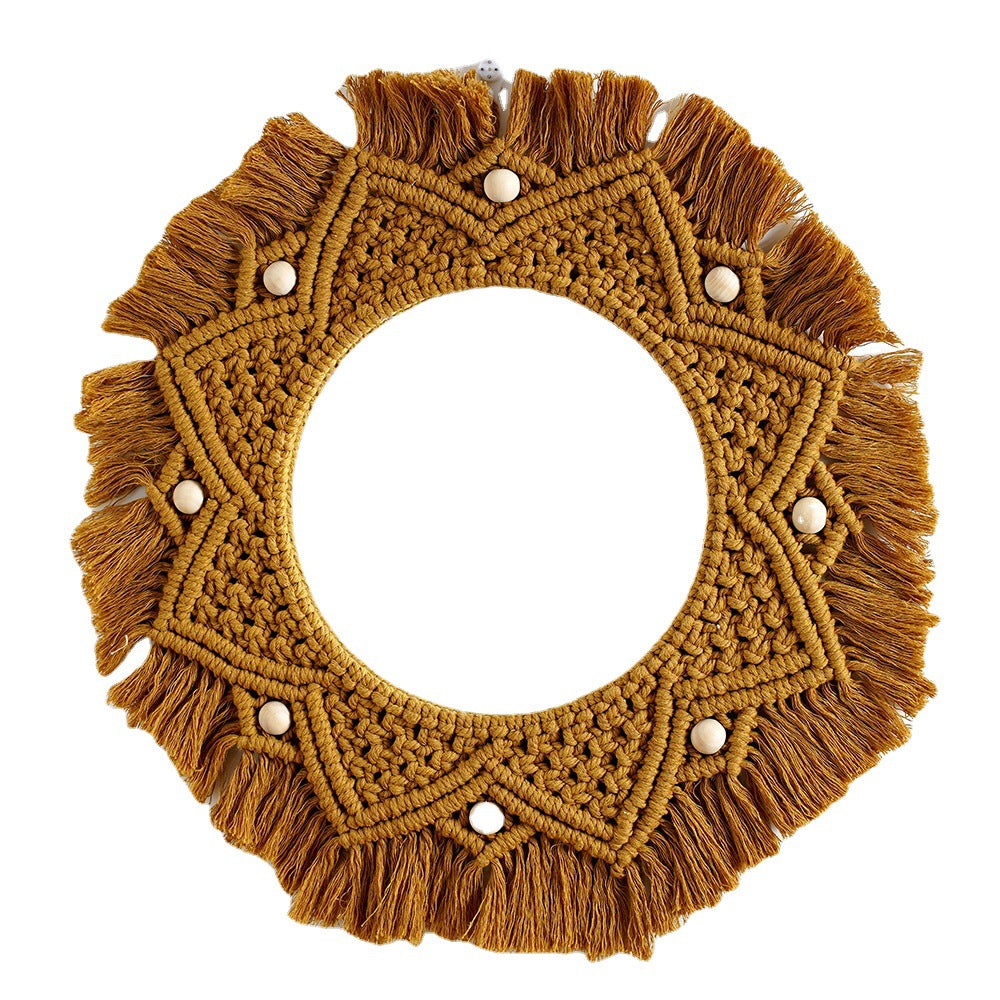 Bohemian Macrame Wall Mirror with Decorative Fringe | High & Bury