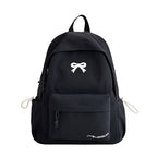 Bow-Embossed School Backpack with Padded Straps and Multiple Pockets, view 4