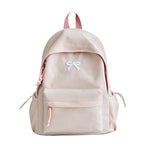 Bow-Embossed School Backpack with Padded Straps and Multiple Pockets