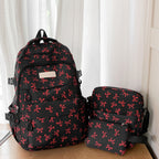 Bow Print Backpack with Padded Shoulder Straps and Multiple Pockets, view 3