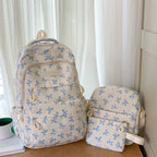 Bow Print Backpack with Padded Shoulder Straps and Multiple Pockets, view 4