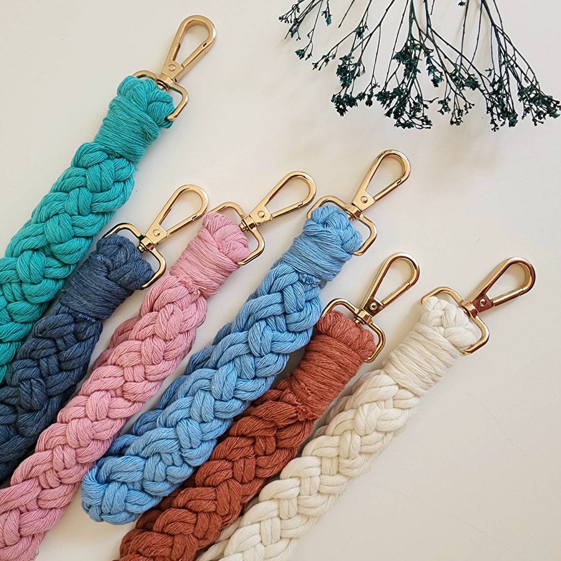 Braided Keychain Holder Cotton Textile Handwoven | High & Bury