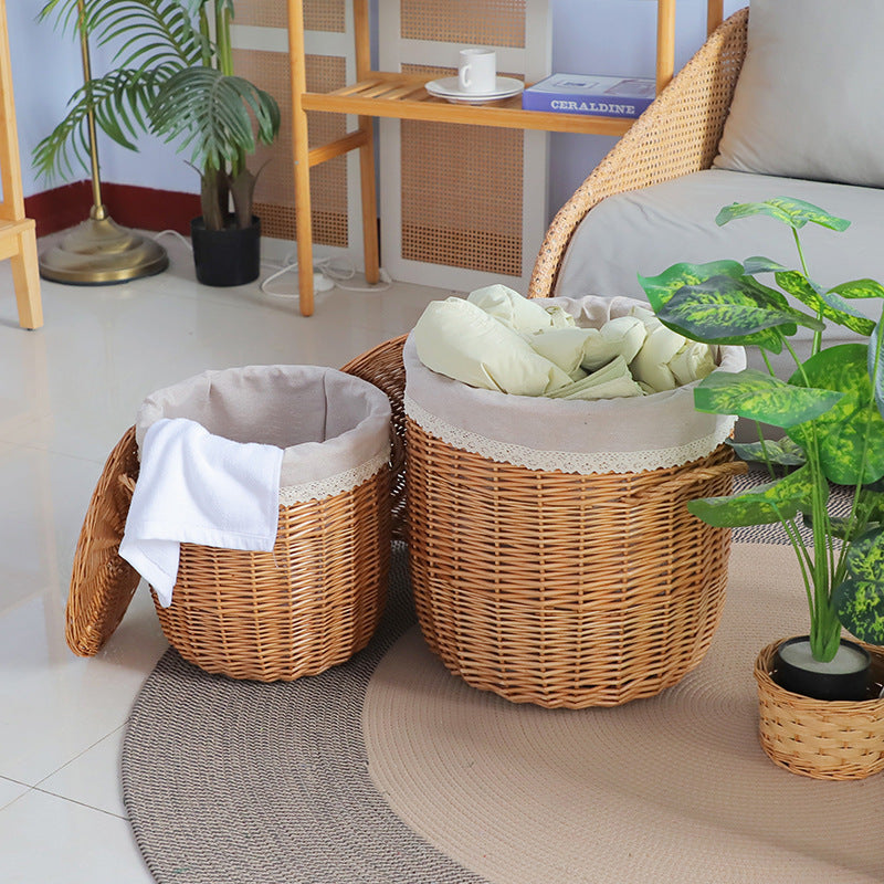 Braided Laundry Basket with Removable Fabric Lid | High & Bury
