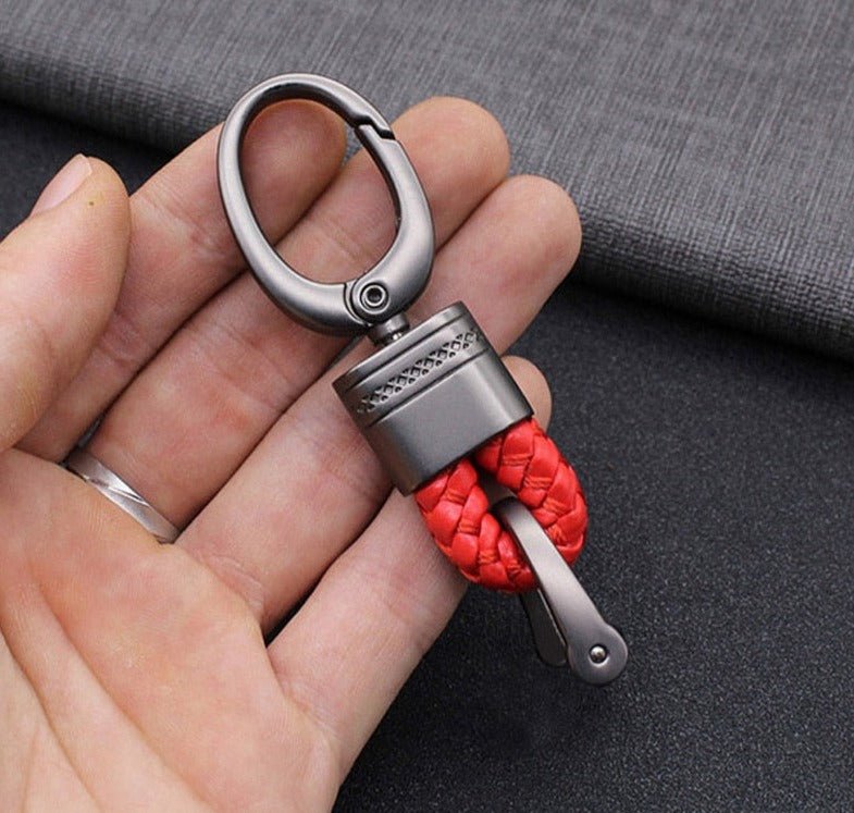 Braided Loop Keychain for Car Keys with Woven Pattern and Metal Ring, view 10