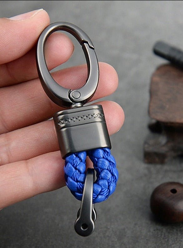 Braided Loop Keychain for Car Keys with Woven Pattern and Metal Ring, view 12