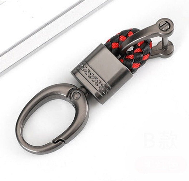Braided Loop Keychain for Car Keys with Woven Pattern and Metal Ring, view 13
