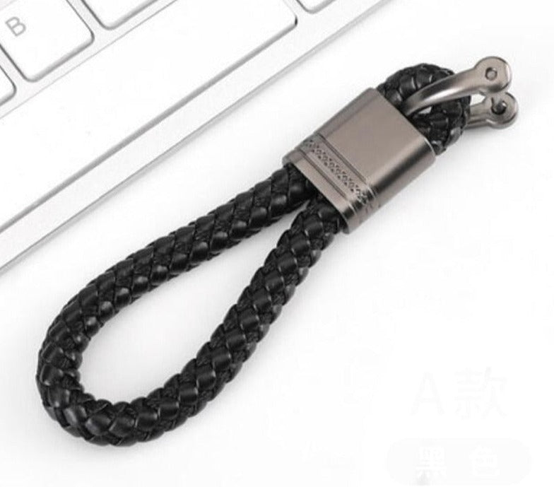 Braided Loop Keychain for Car Keys with Woven Pattern and Metal Ring, view 14