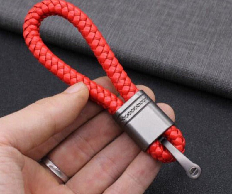 Braided Loop Keychain for Car Keys with Woven Pattern and Metal Ring, view 18