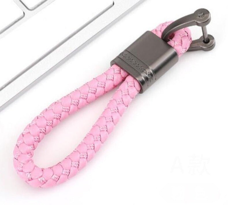 Braided Loop Keychain for Car Keys with Woven Pattern and Metal Ring, view 19
