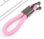 Braided Loop Keychain for Car Keys with Woven Pattern and Metal Ring, view 19