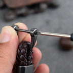 Braided Loop Keychain for Car Keys with Woven Pattern and Metal Ring, view 2