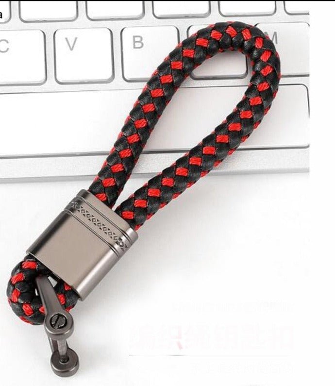 Braided Loop Keychain for Car Keys with Woven Pattern and Metal Ring, view 21