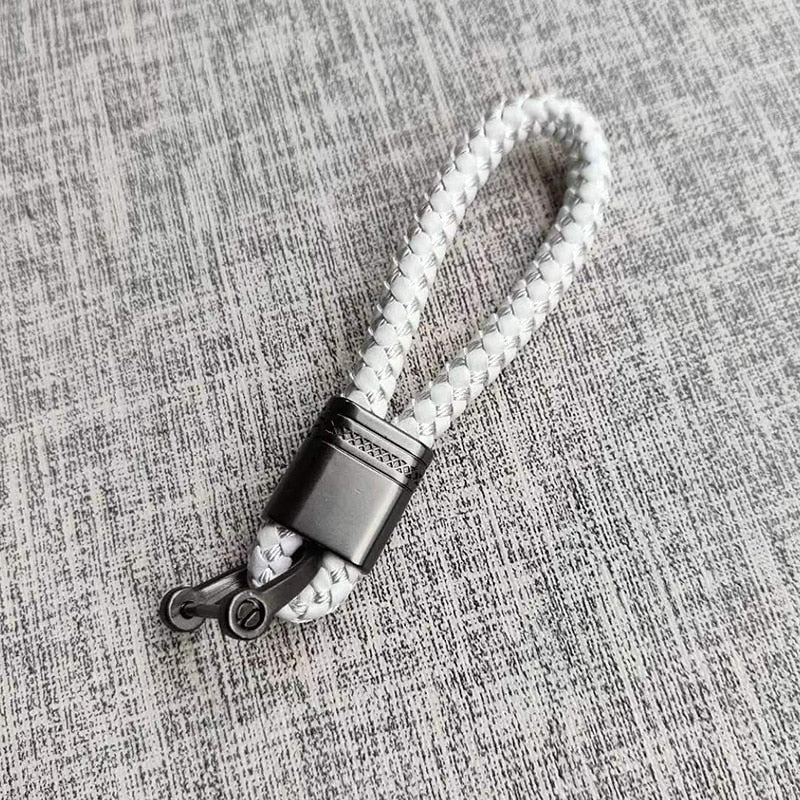 Braided Loop Keychain for Car Keys with Woven Pattern and Metal Ring, view 23