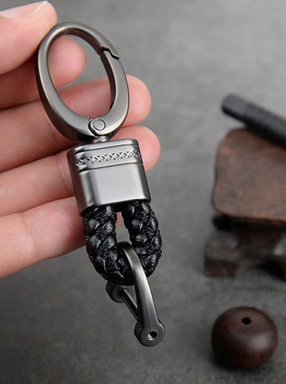 Braided Loop Keychain for Car Keys with Woven Pattern and Metal Ring, view 6