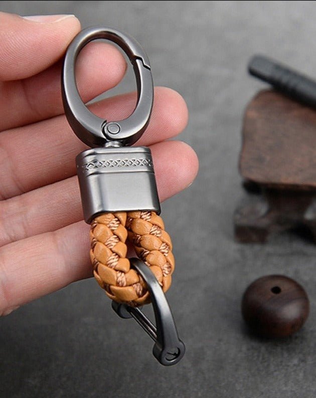 Braided Loop Keychain for Car Keys with Woven Pattern and Metal Ring, view 7