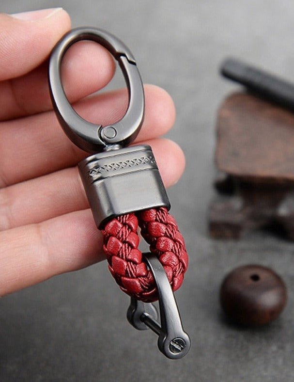Braided Loop Keychain for Car Keys with Woven Pattern and Metal Ring, view 9