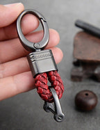 Braided Loop Keychain for Car Keys with Woven Pattern and Metal Ring, view 9