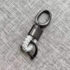 Braided Loop Keychain for Car Keys with Woven Pattern and Metal Ring