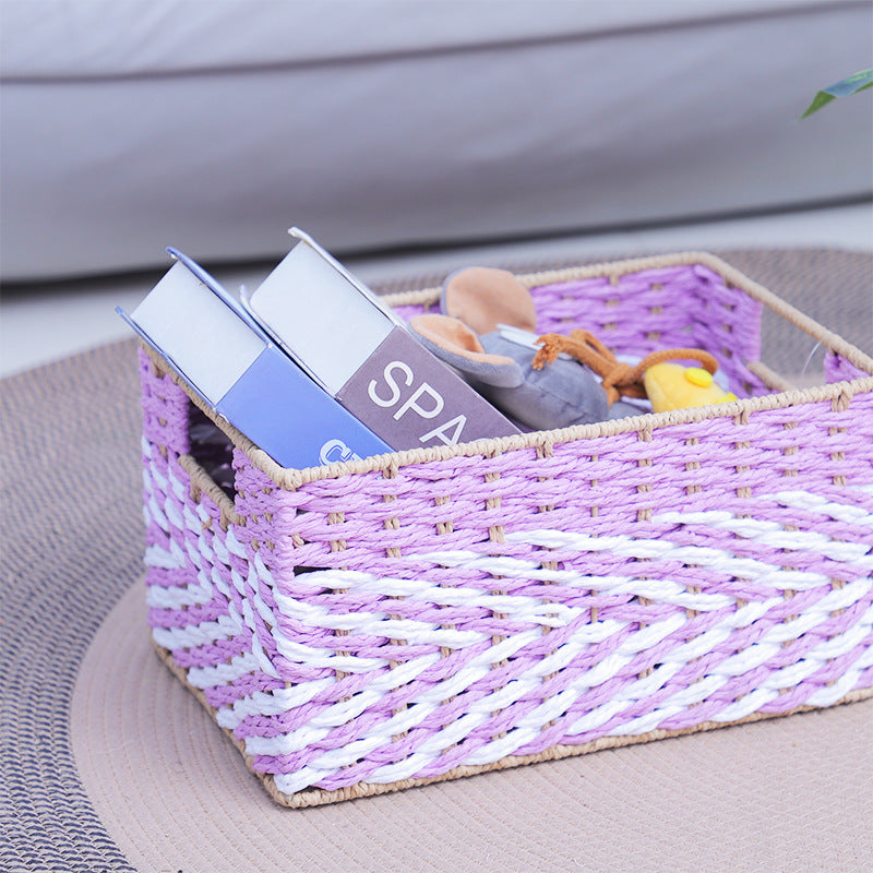 Braided Storage Basket Lilac Blue | High & Bury