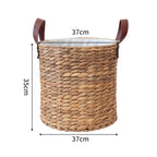 Braided Storage Basket with Leather Handles | High & Bury