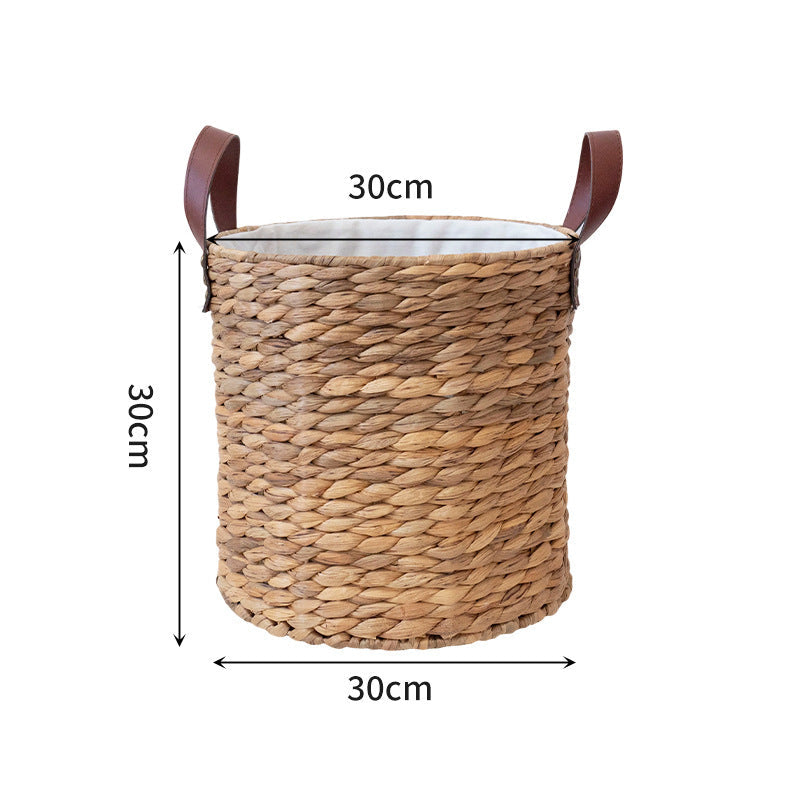 Braided Storage Basket with Leather Handles | High & Bury