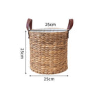 Braided Storage Basket with Leather Handles | High & Bury
