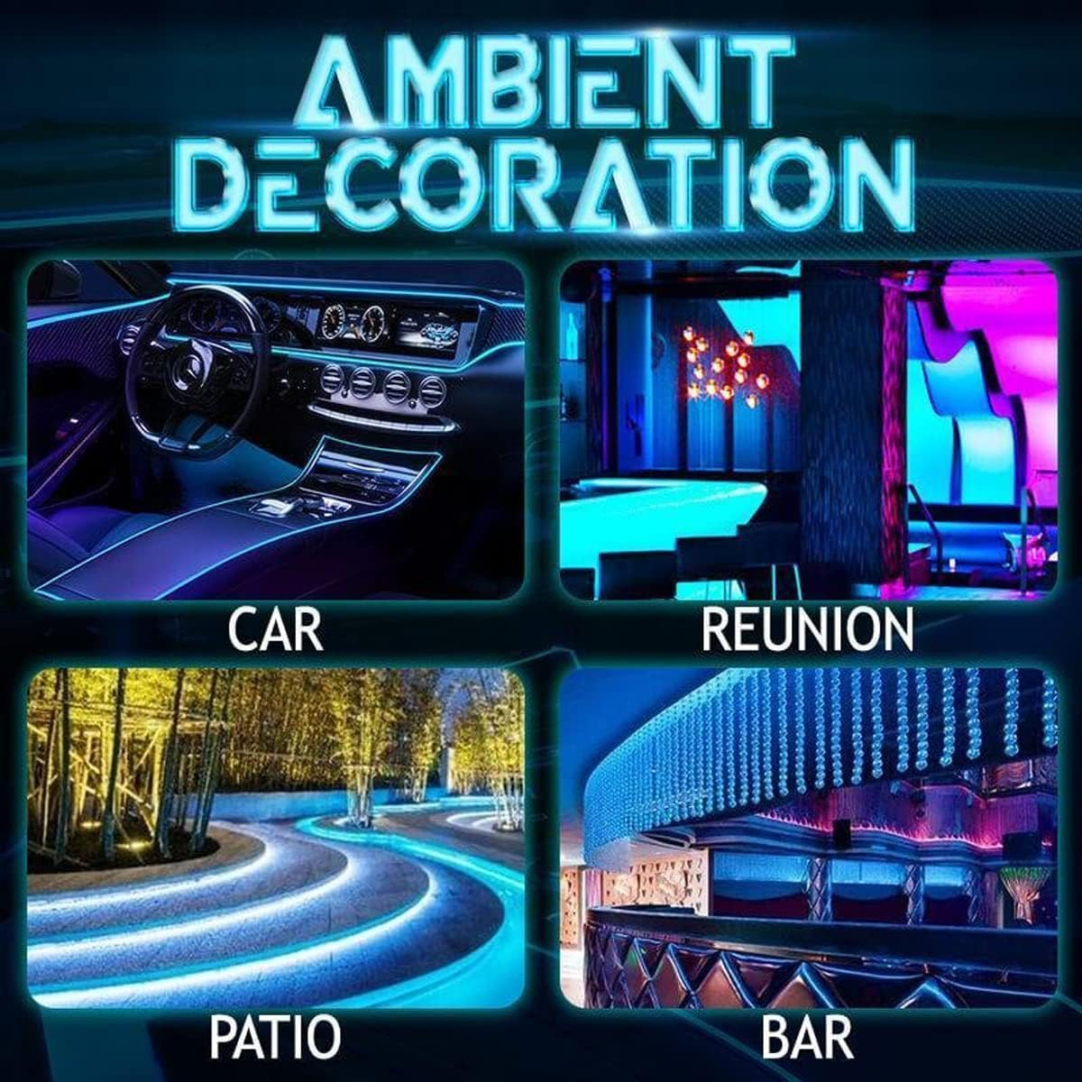 Car Interior LED Light Strips with Remote or App Control, view 4