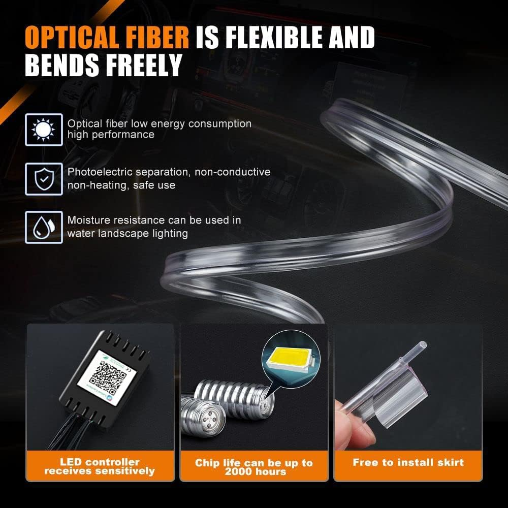 Car Interior LED Light Strips with Remote or App Control, view 6