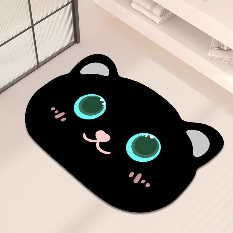 Cartoon Cat Shape Plush Bath Mat | High & Bury