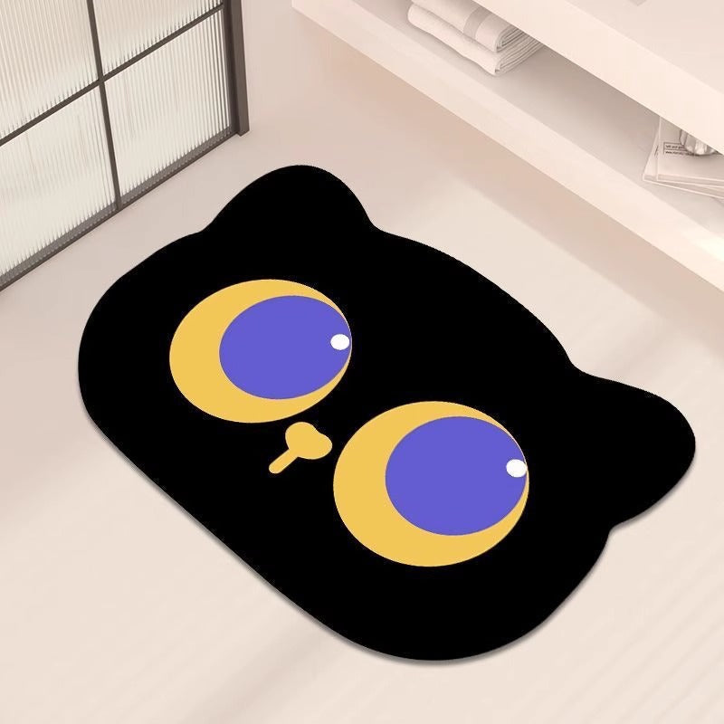 Cartoon Cat Shape Plush Bath Mat | High & Bury