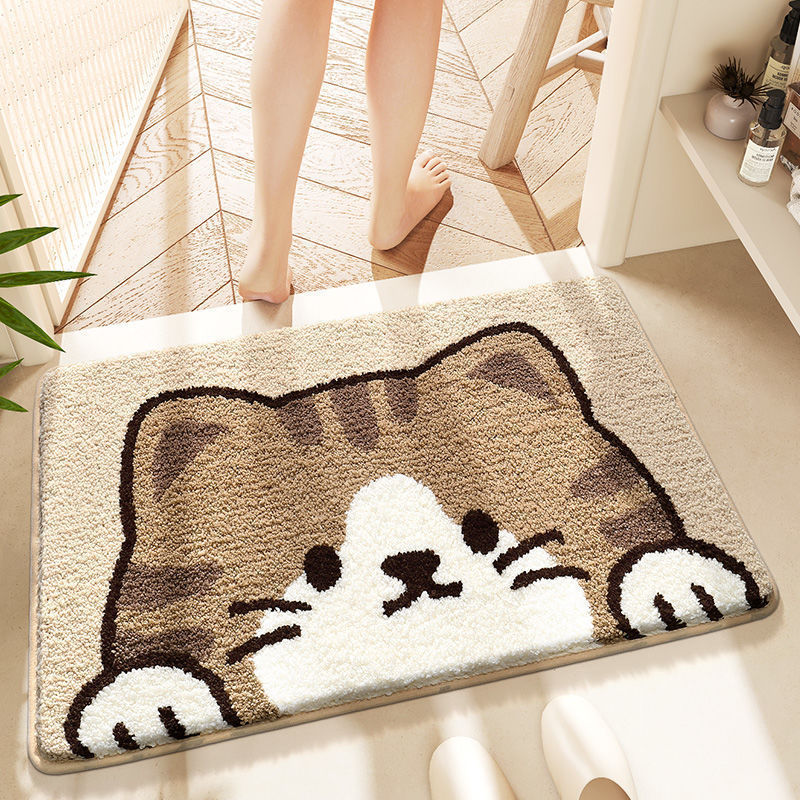 Cartoon Cat-Themed Plush Bath Mat | High & Bury