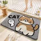 Cartoon Cat-Themed Plush Bath Mat | High & Bury
