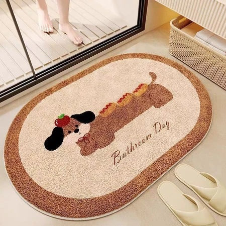 Cartoon-Themed Plush Bath Mat Soft Textile Non Slip | High & Bury