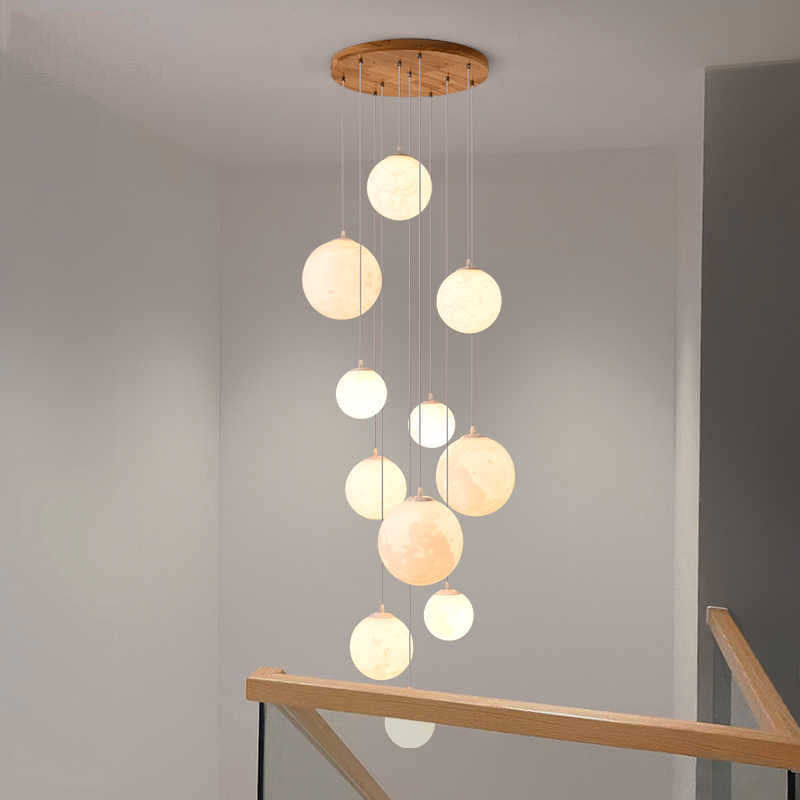 Cascading Glass Globe Pendant Lamp with Wooden Ceiling | High & Bury