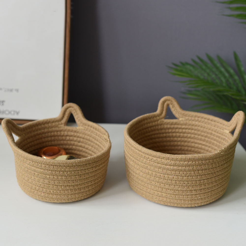 Cat-Eared Woven Storage Basket | High & Bury