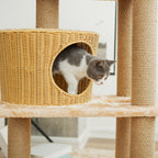 Cat Furniture Tree with Natural Rattan Elements | High & Bury