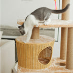 Cat Furniture Tree with Natural Rattan Elements | High & Bury