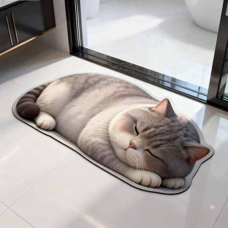 Cat-Shaped Plush Bath Mat | High & Bury