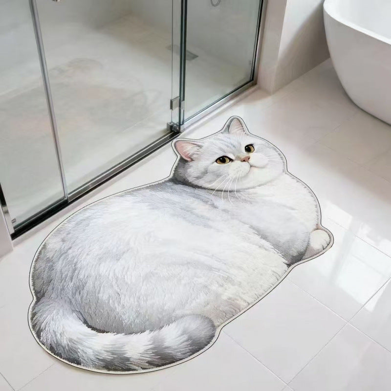 Cat-Shaped Plush Bath Mat | High & Bury