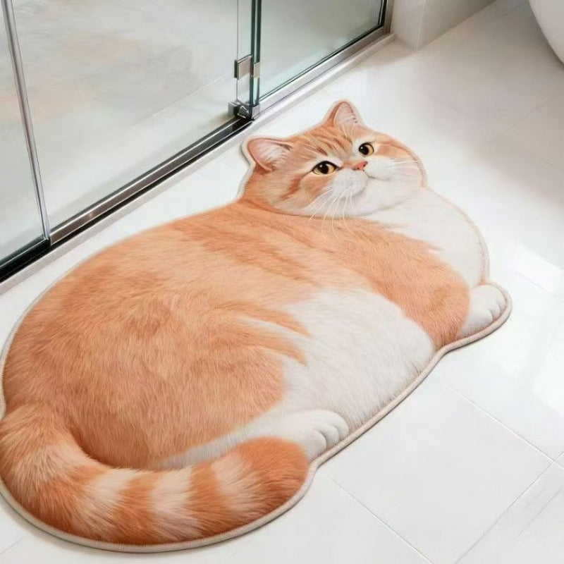Cat-Shaped Plush Bath Mat | High & Bury