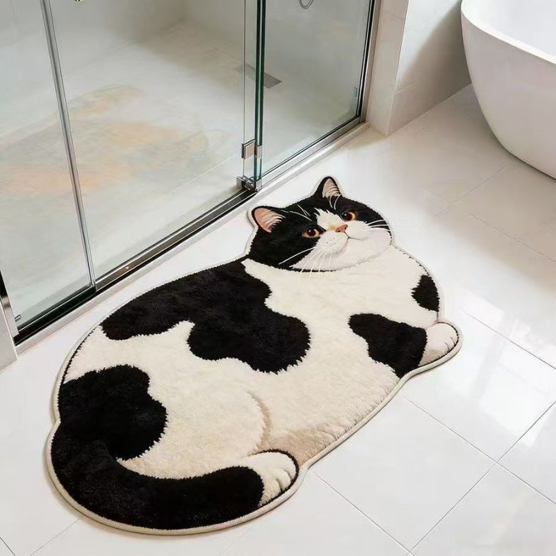 Cat-Shaped Plush Bath Mat | High & Bury