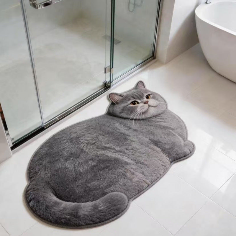 Cat-Shaped Plush Bath Mat | High & Bury