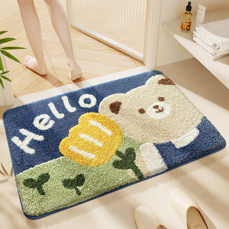 Cat-Themed Plush Bath Mat Soft Textile | High & Bury