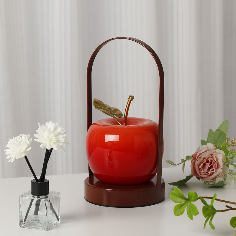 Ceramic Apple-Shaped Ambient Table Lamp with Brass Handle | High & Bury